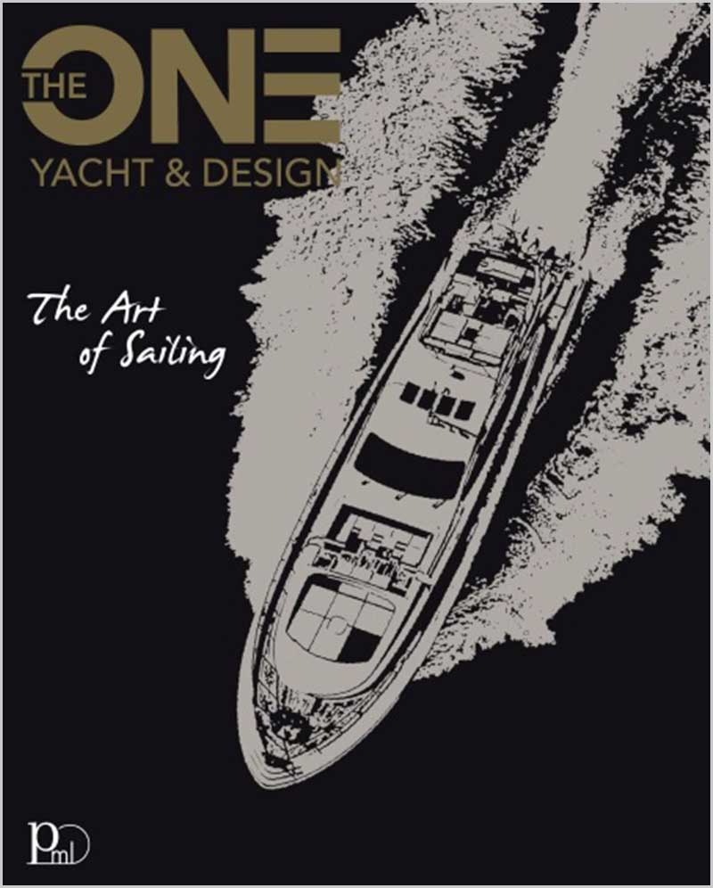 Top view of luxury yacht sailing in open water