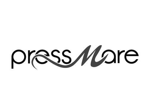 pressMare logo in elegant black and white design