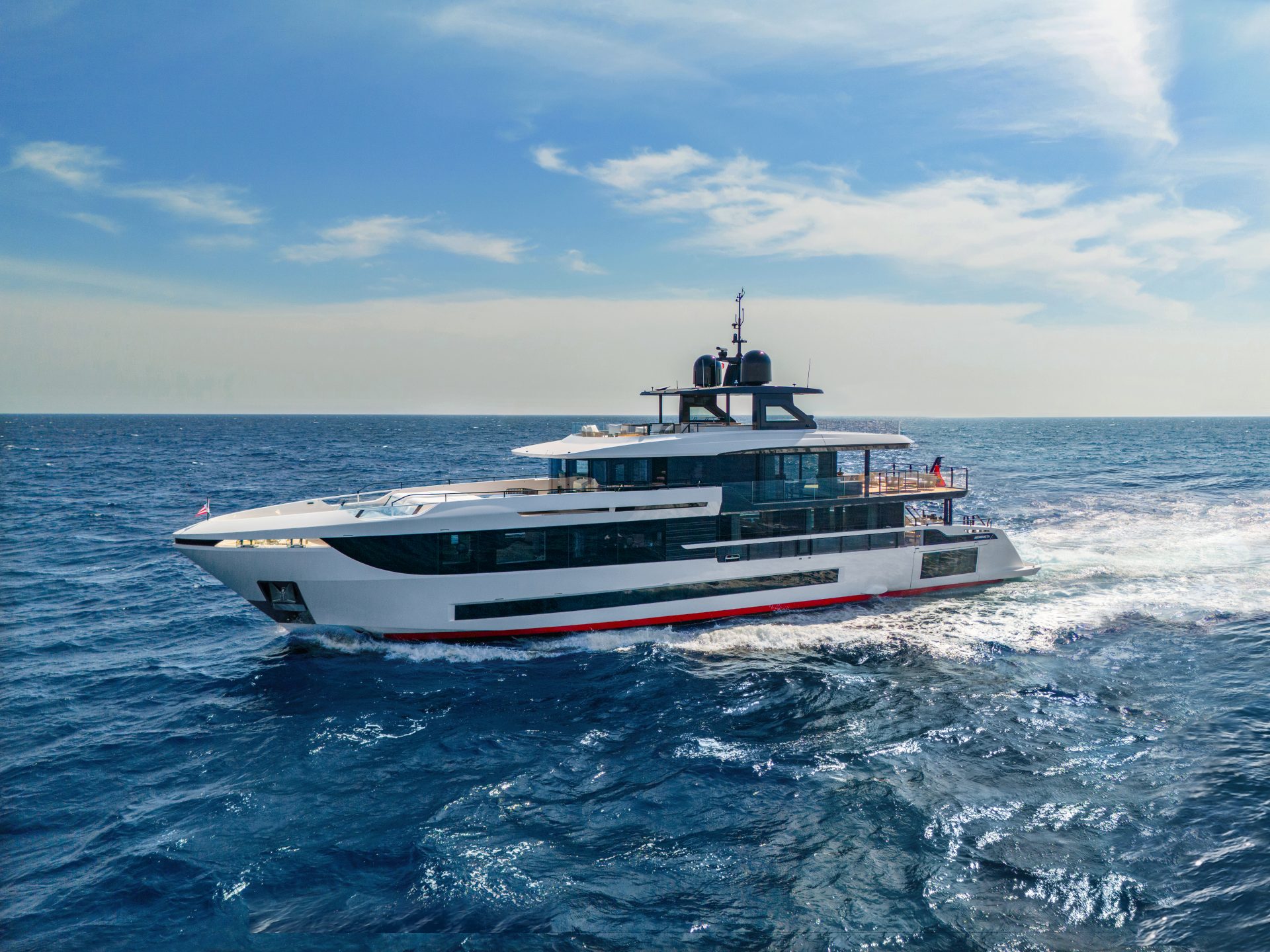 Mangusta yacht cruising on open sea