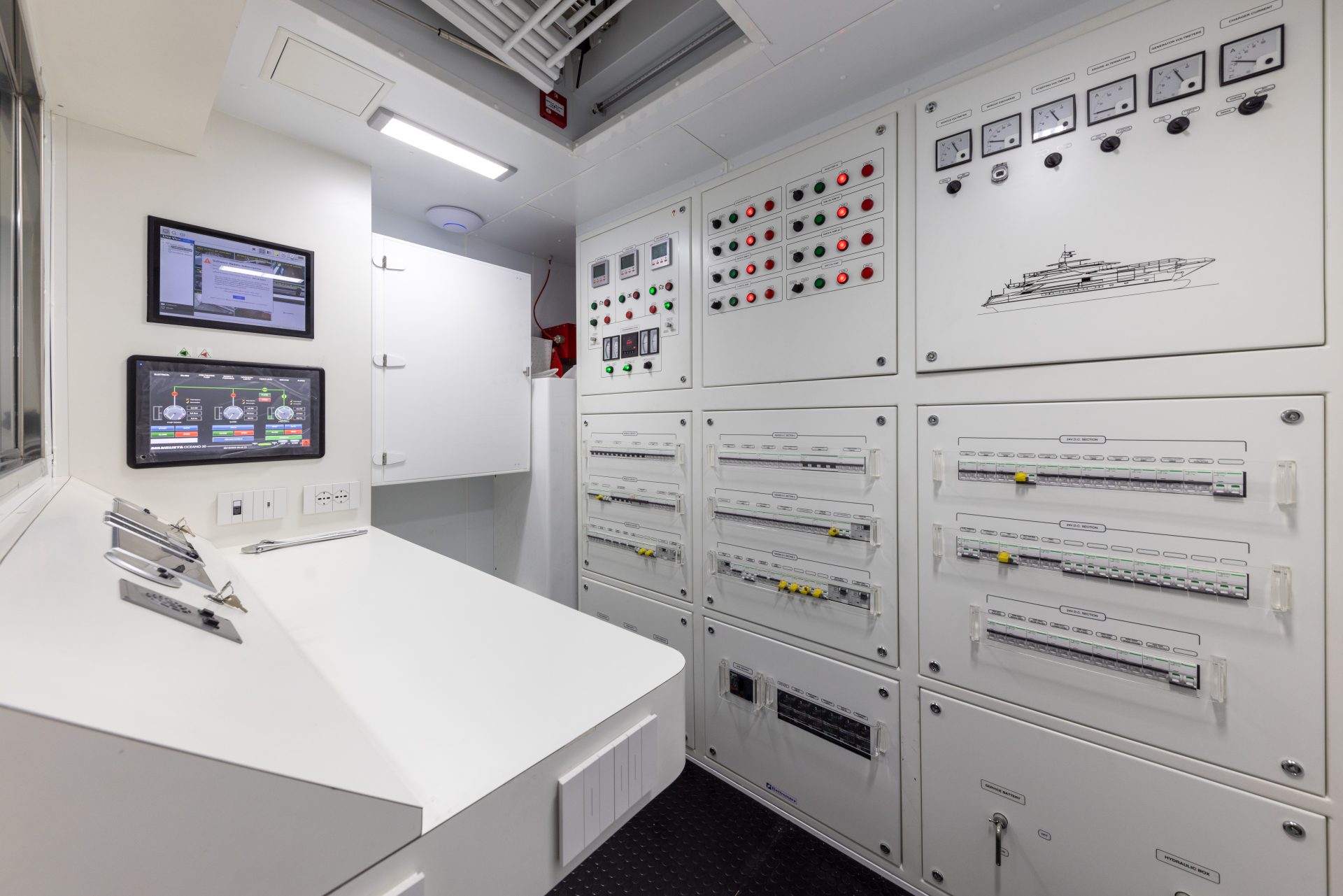 Sala comandi avanzata yacht Mangusta.
