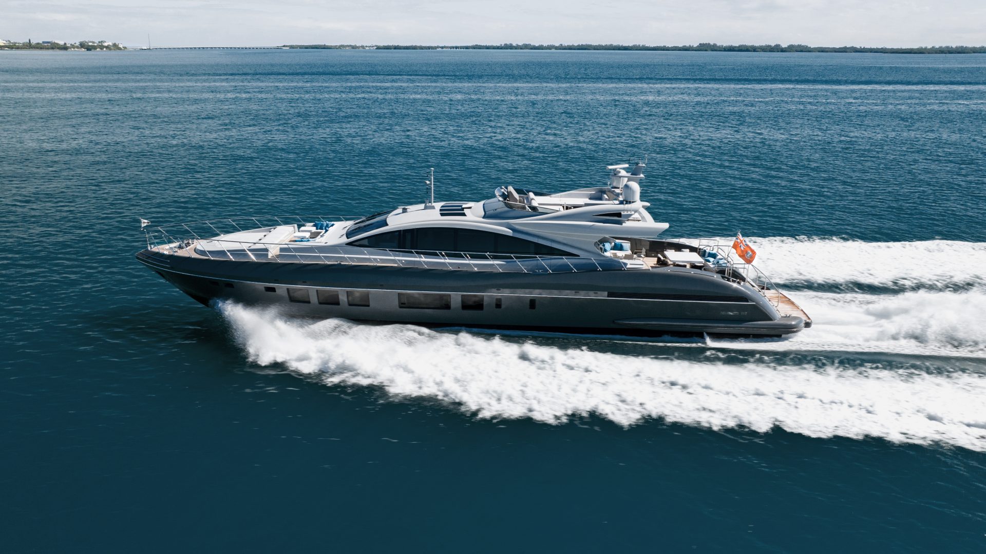 Mangusta yacht cruising on open sea
