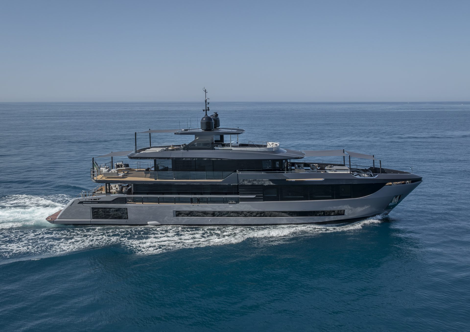 Mangusta luxury yacht cruising in open sea