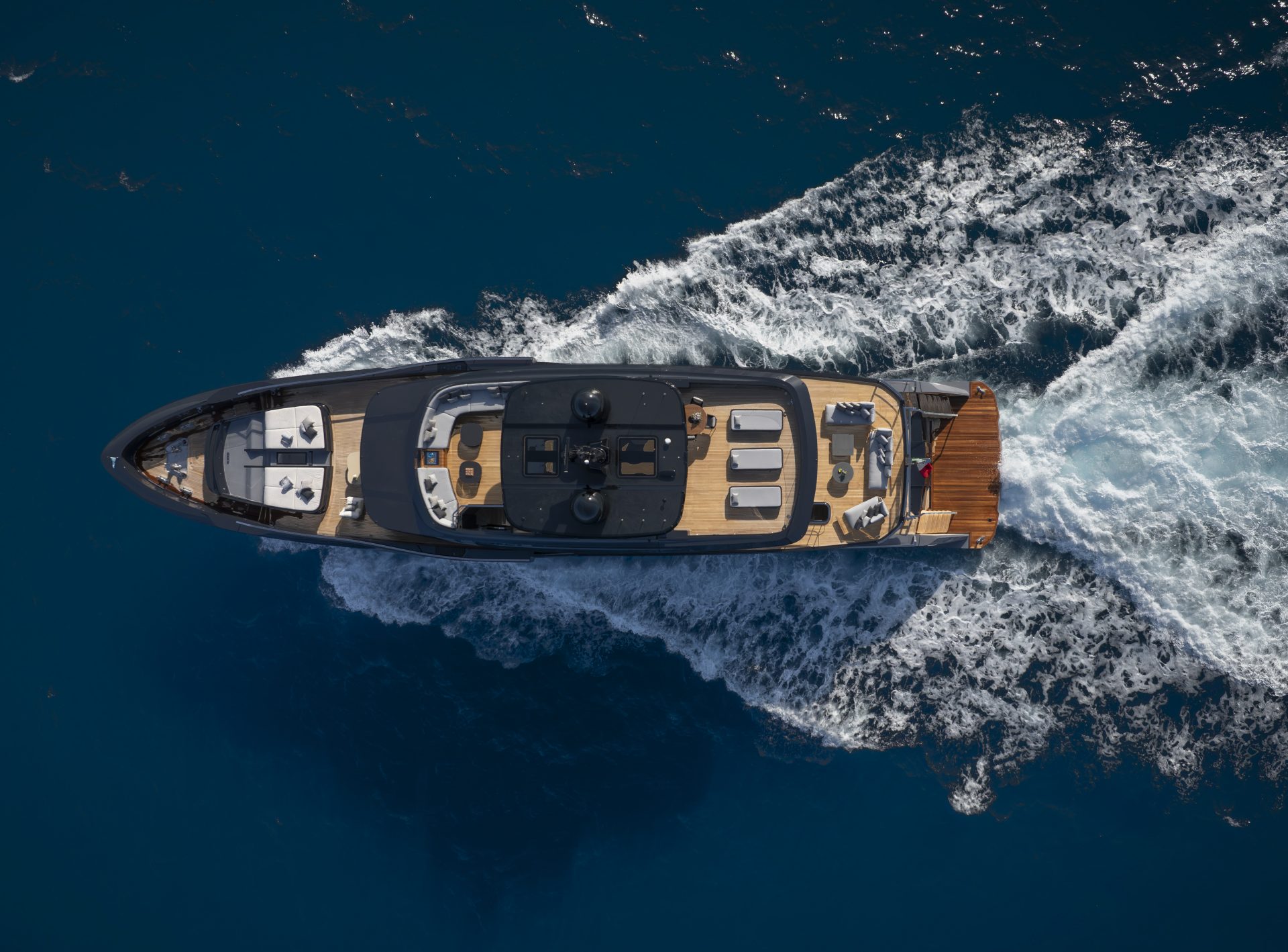 Mangusta luxury yacht cruising in open waters