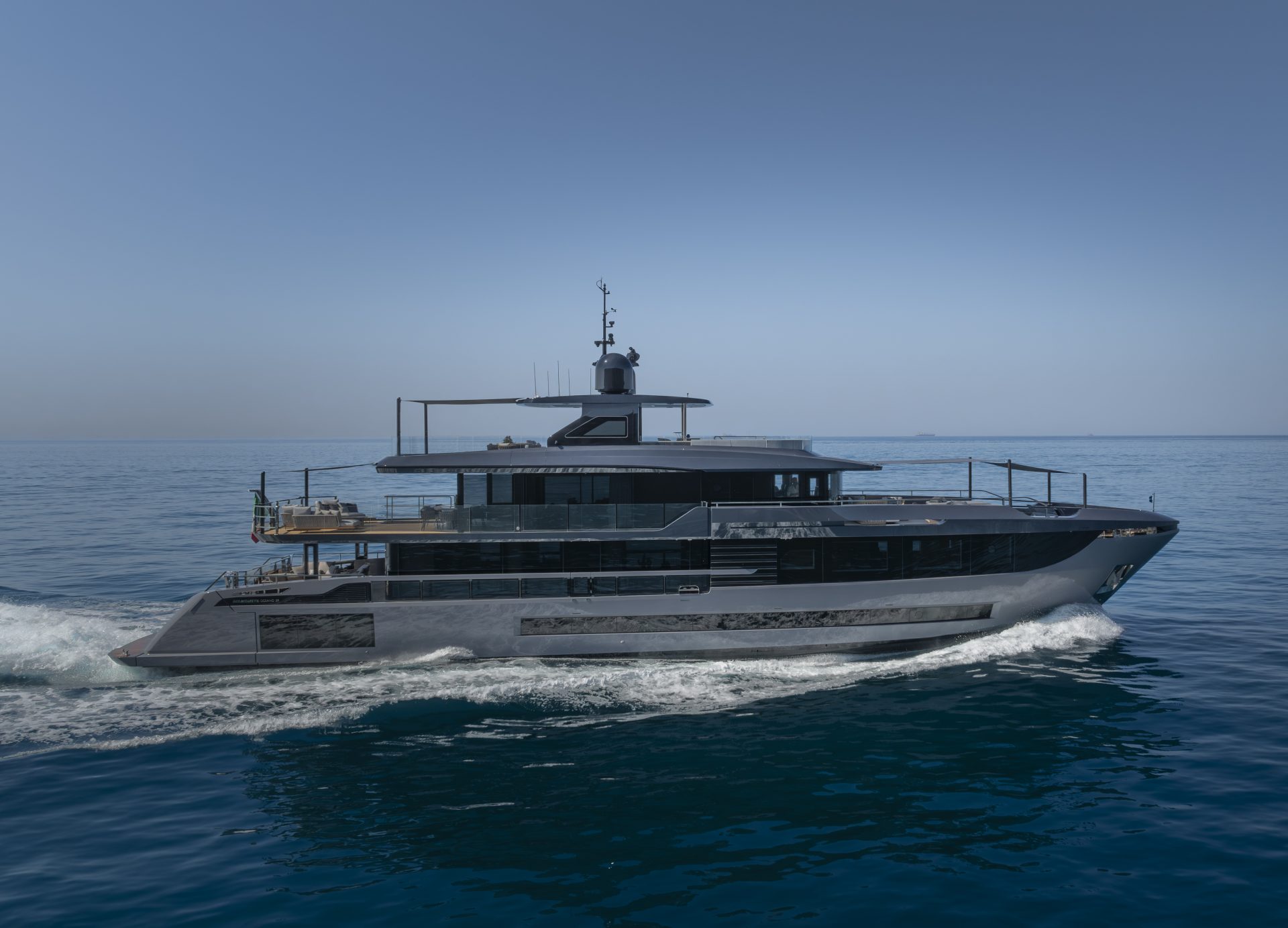 Mangusta luxury yacht cruising on open sea