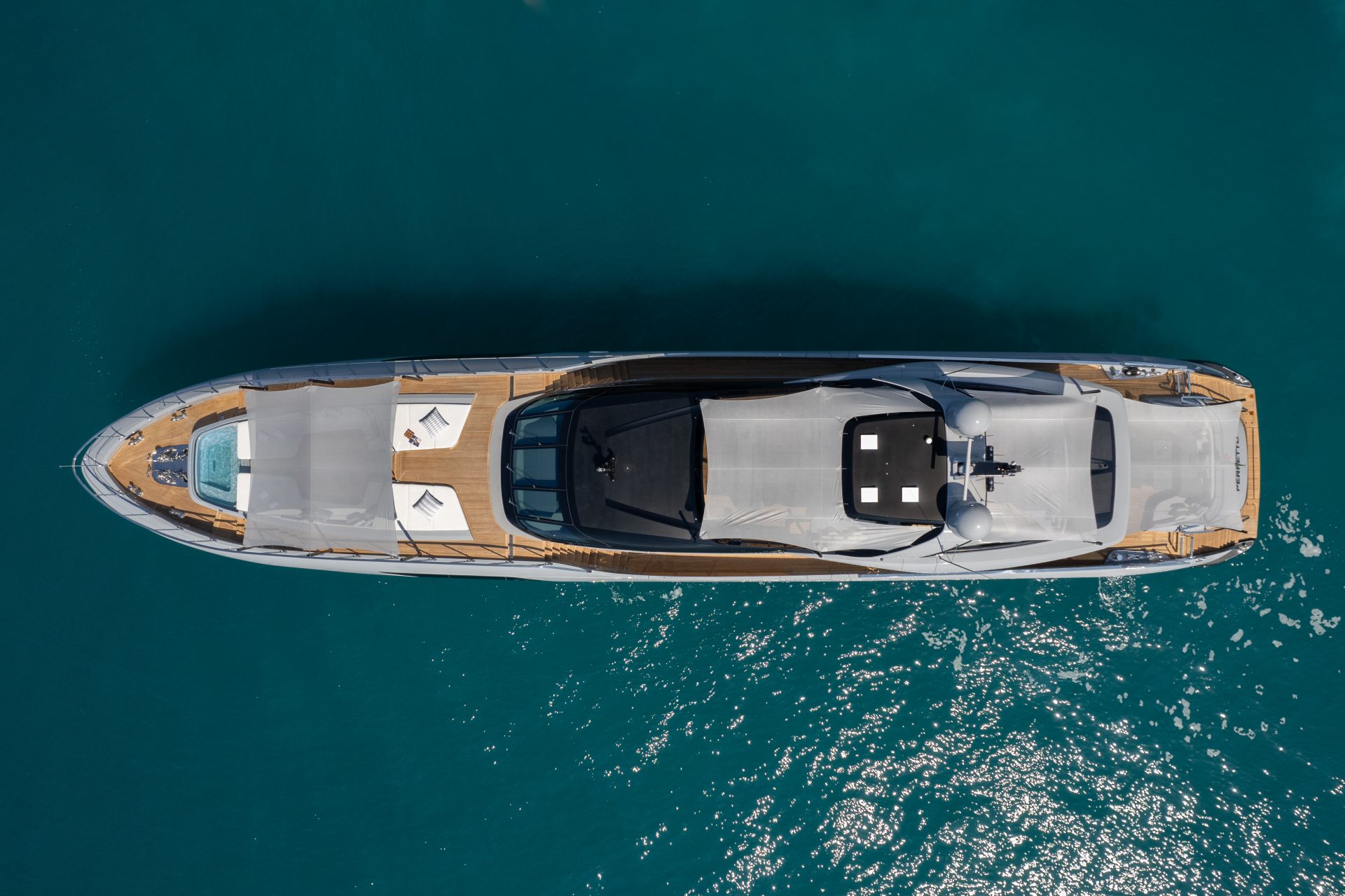 Mangusta Yachts luxury yacht aerial view