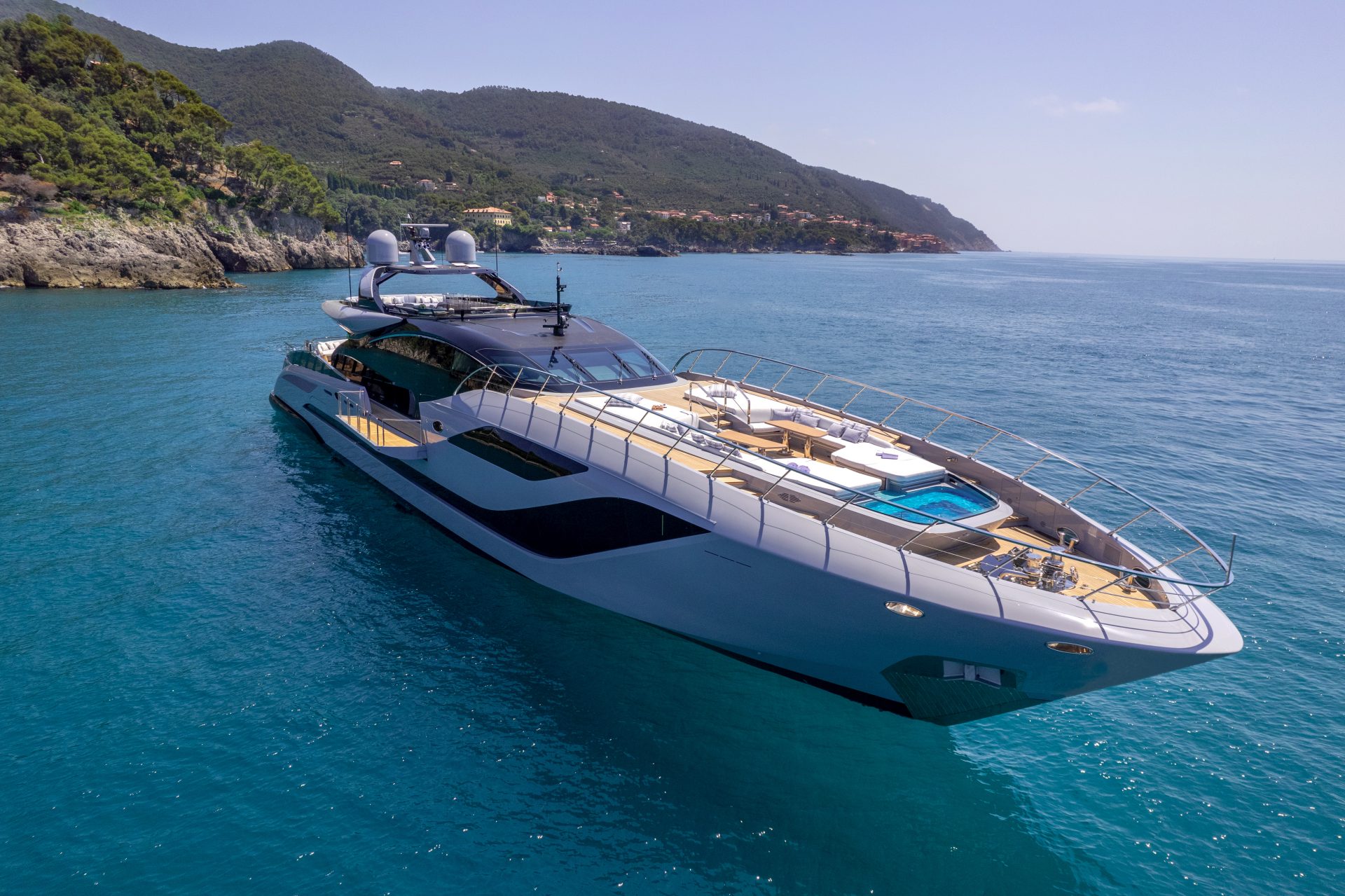 Mangusta yacht cruising on the Mediterranean Sea