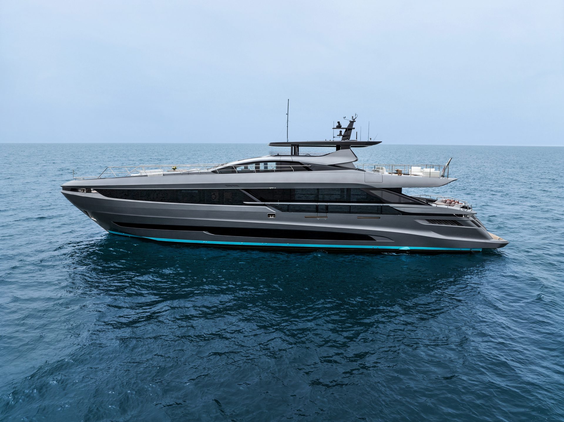 Mangusta Yacht cruising on open sea.