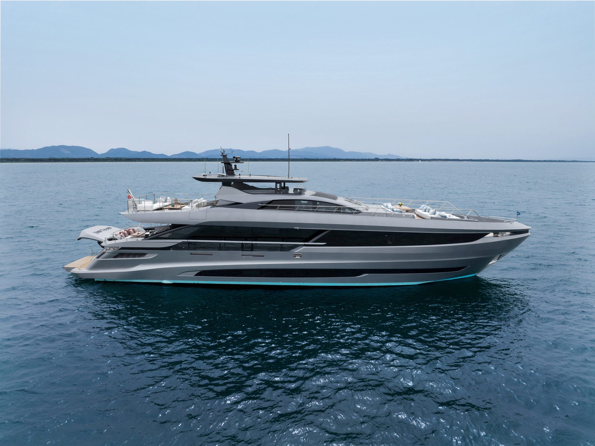 Mangusta luxury yacht cruising on open sea