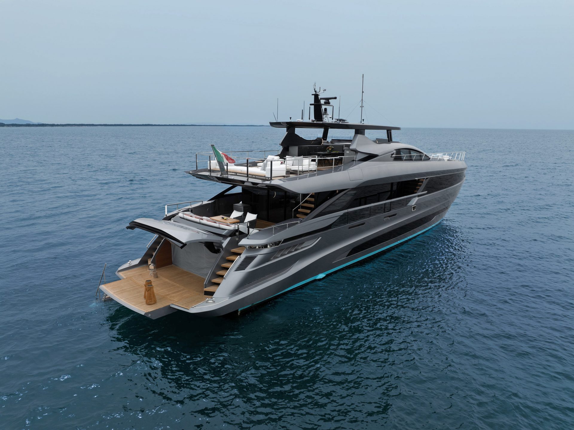 Mangusta luxury yacht cruising on open sea