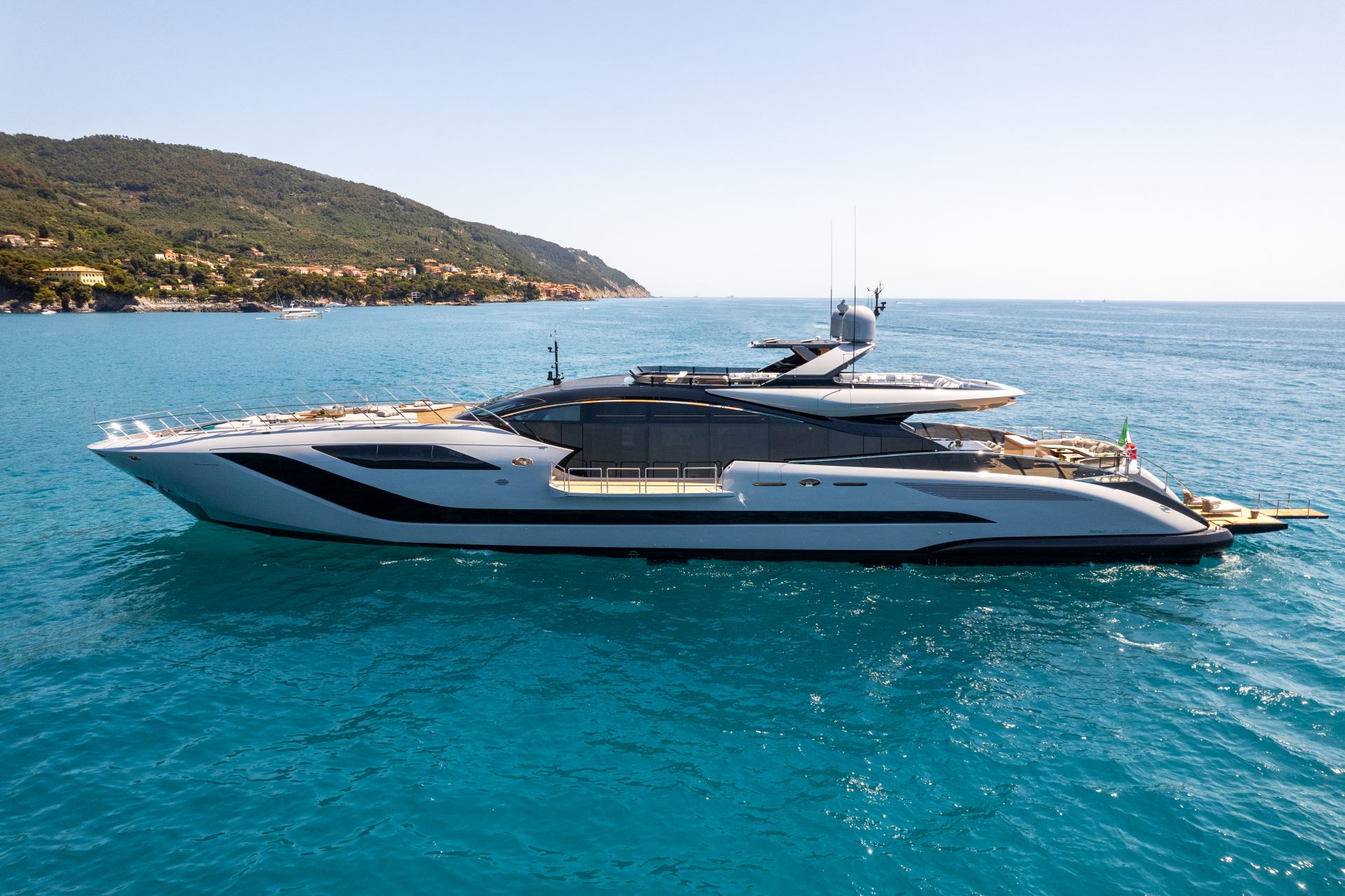 Mangusta Yachts luxury model cruising coastal waters