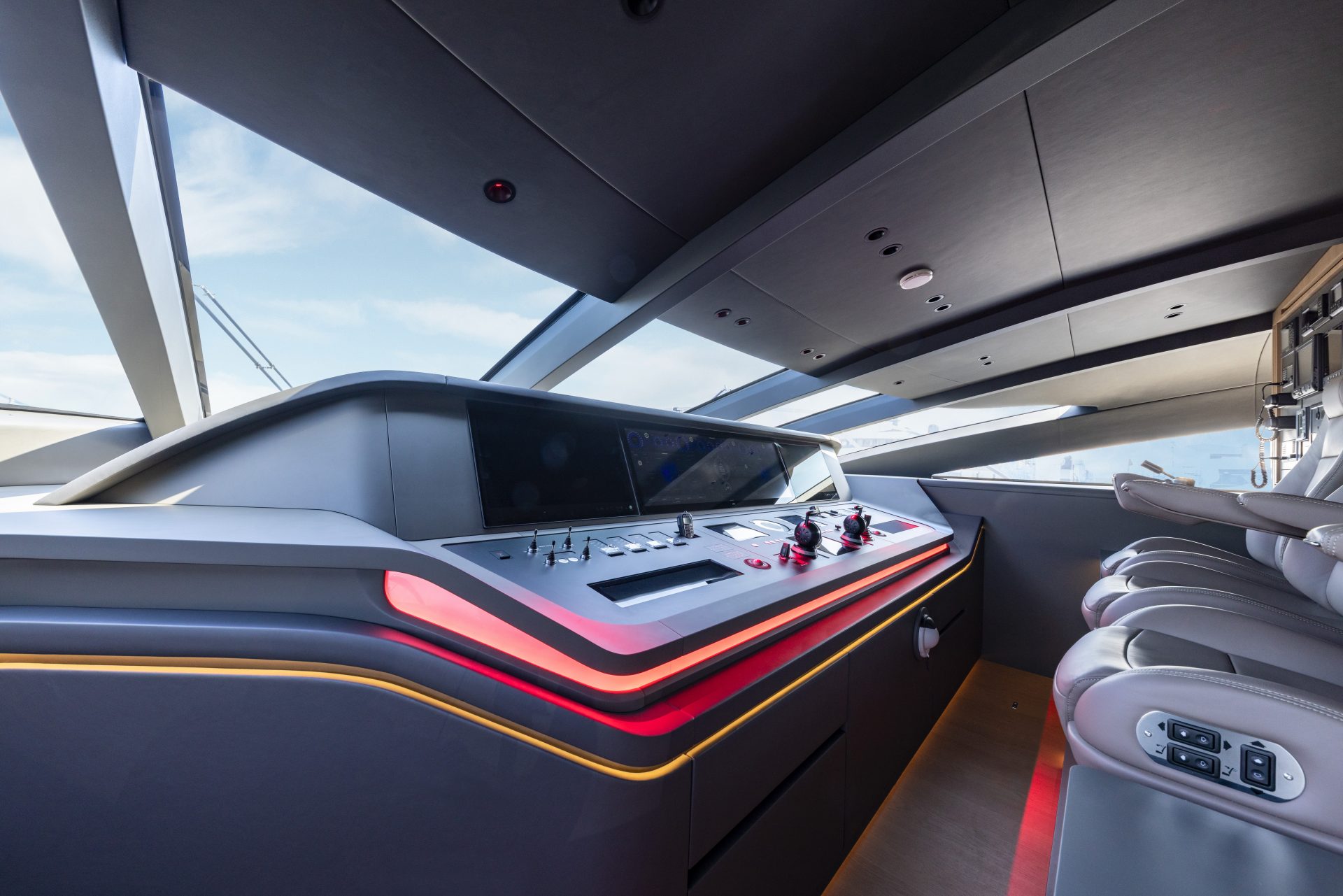 Mangusta Yachts sleek helm station design