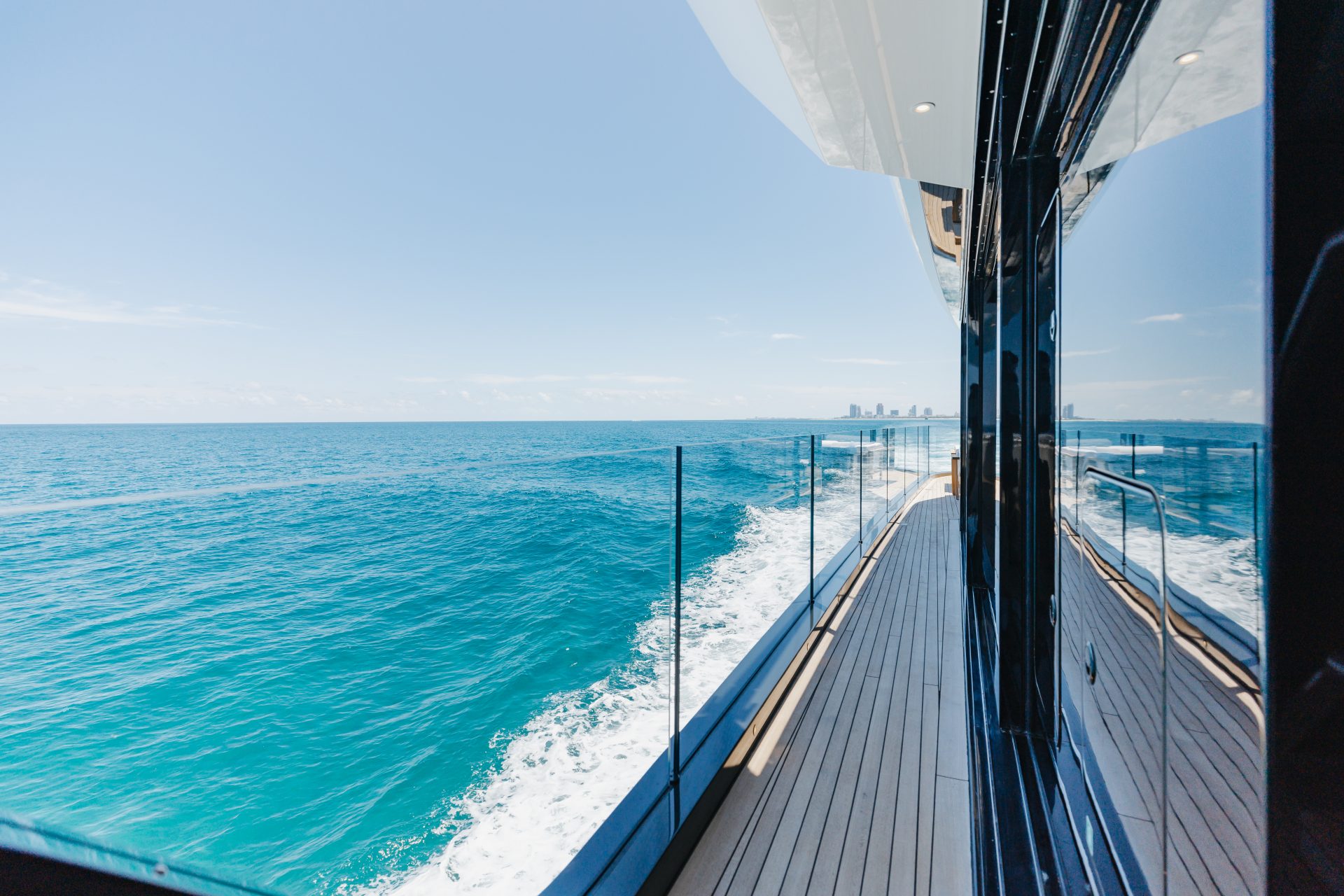 Mangusta yacht cruising on the open sea.