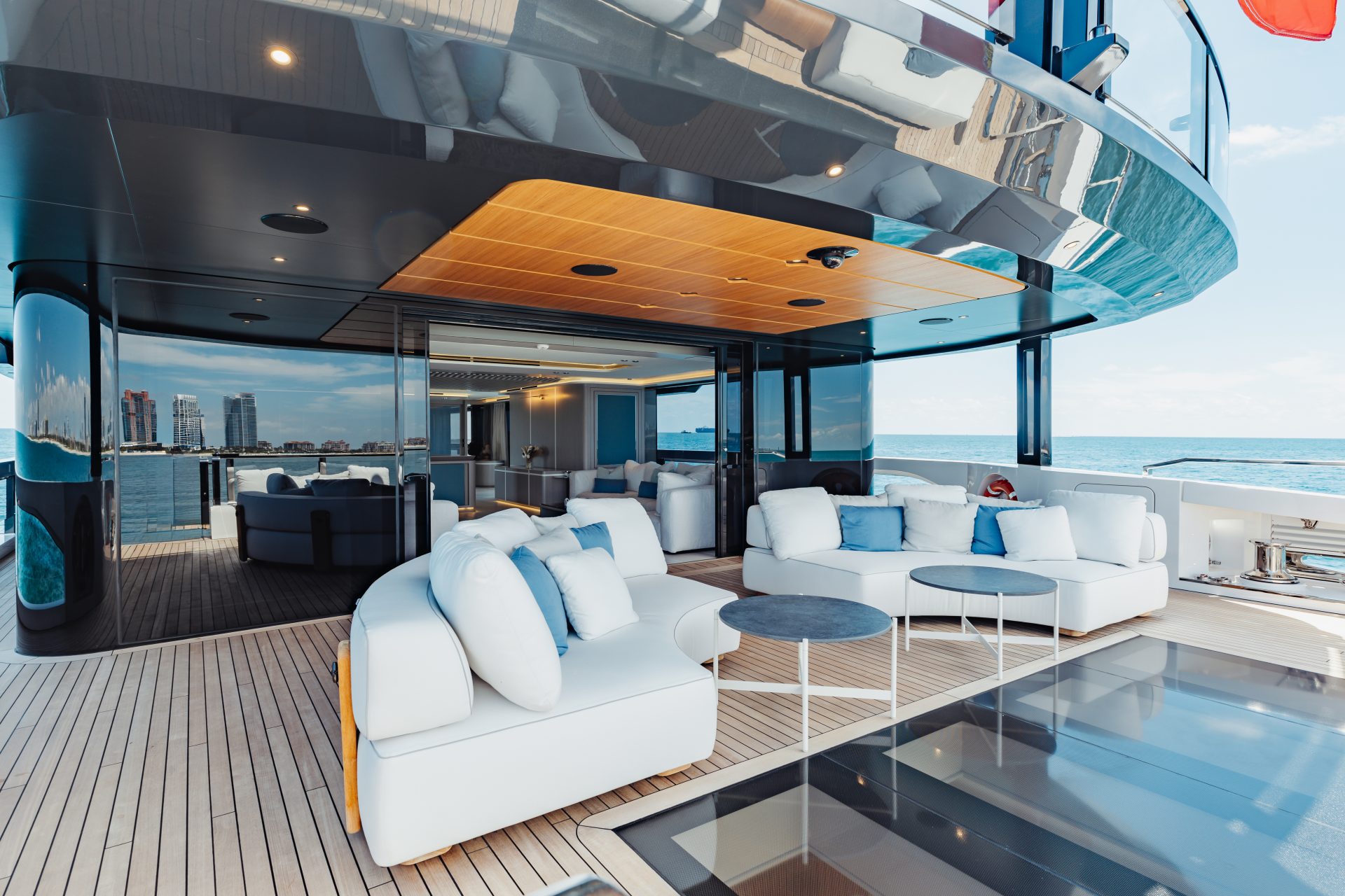 Luxurious yacht deck with modern seating
