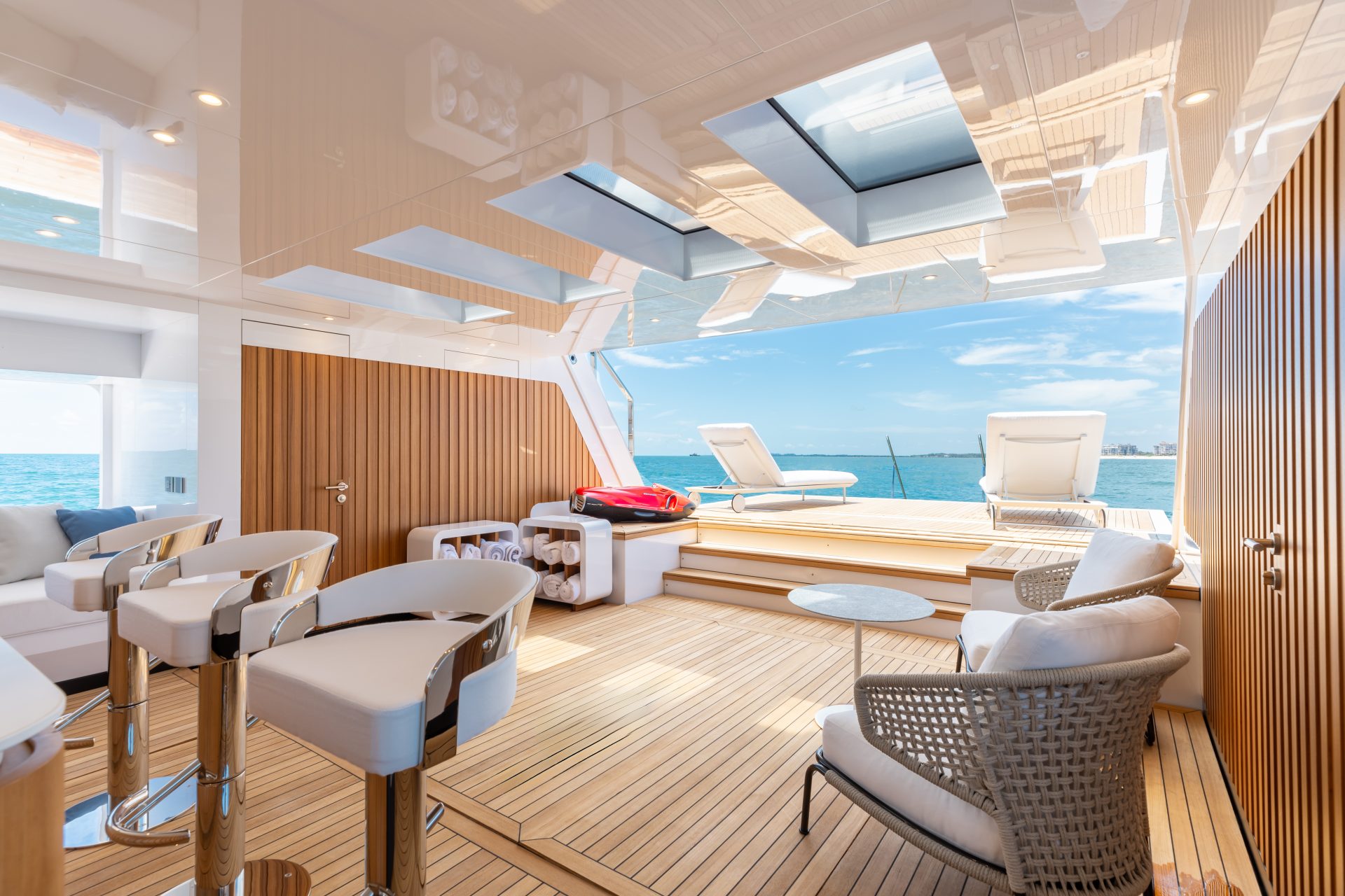 Luxurious yacht deck with ocean view