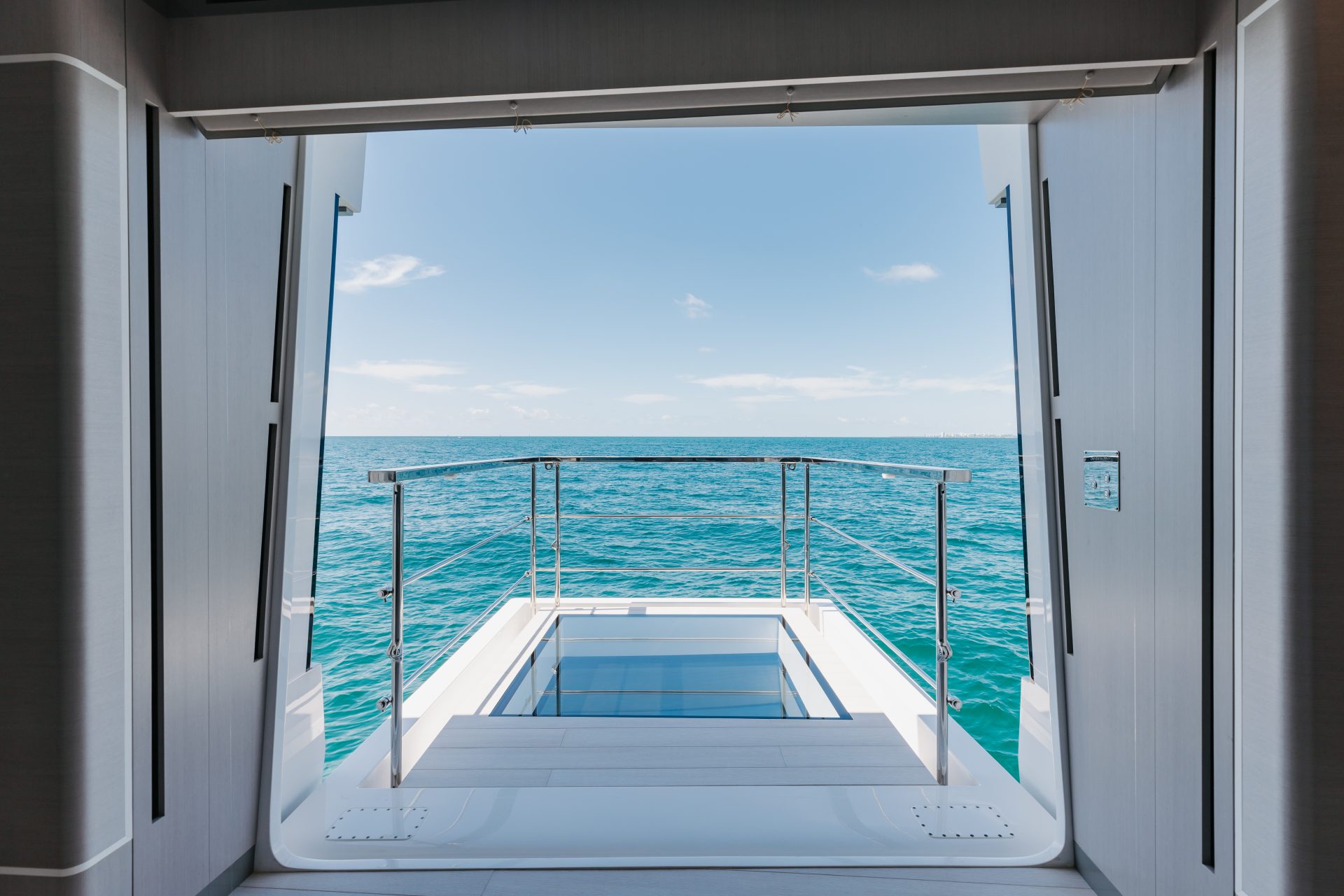 Yacht deck view with ocean panorama