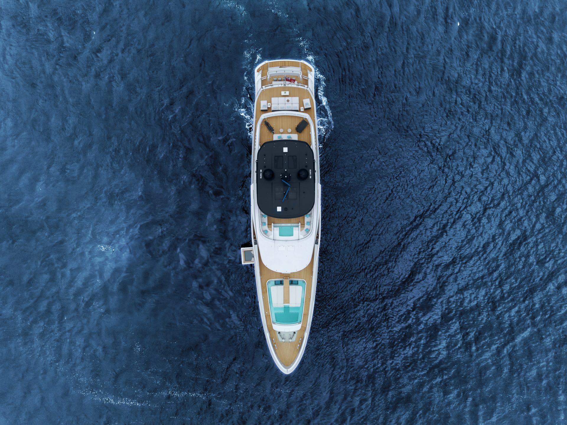 Mangusta yacht cruising on open ocean waters
