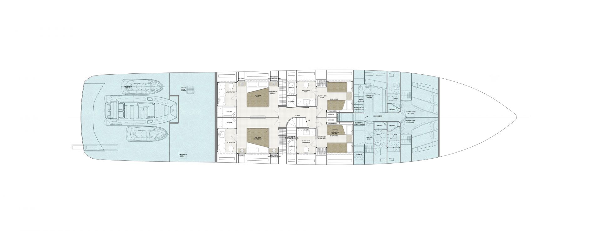 Mangusta yacht interior layout blueprint